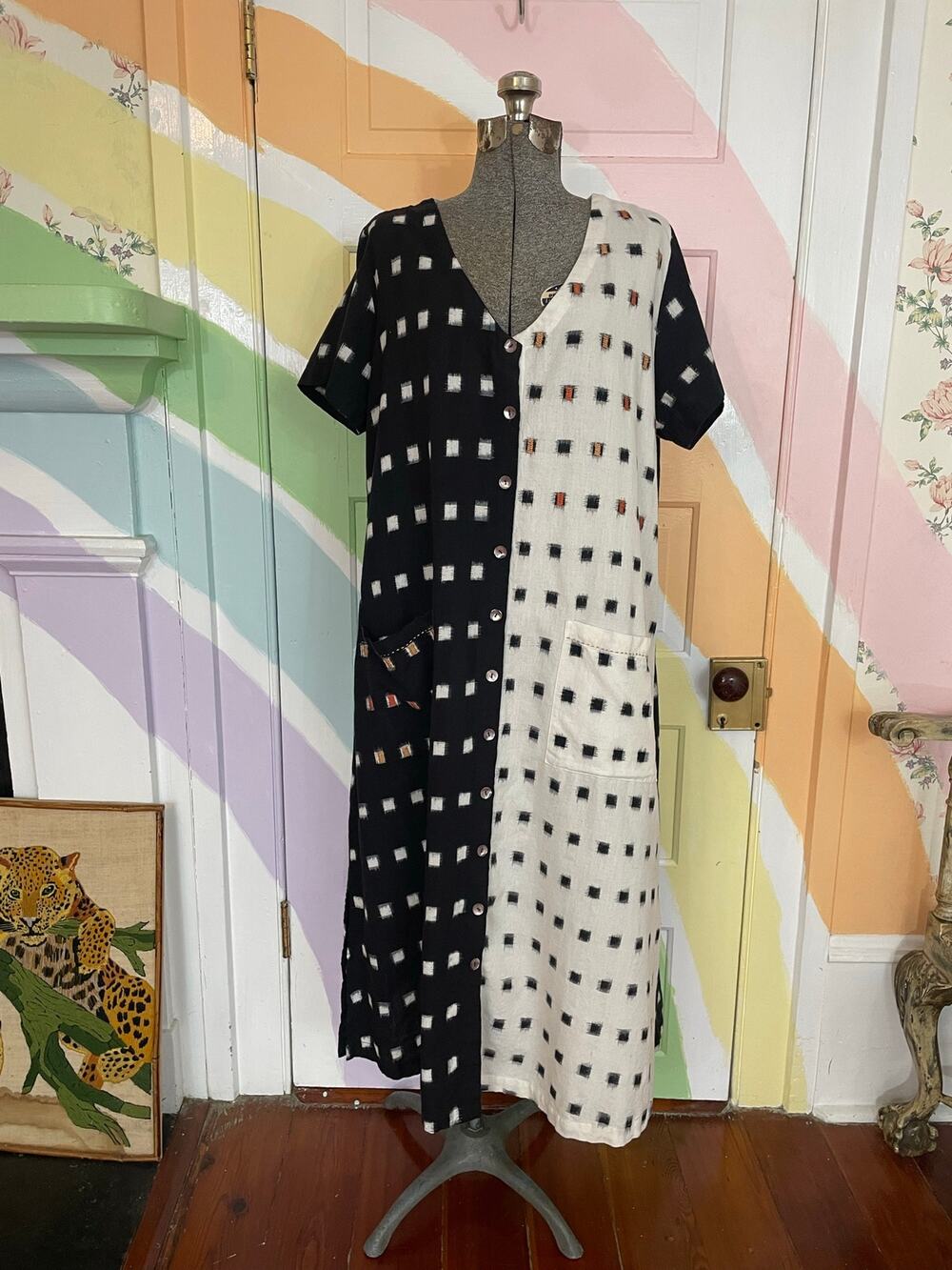 MARKETPLACE Handwork of India Rajouri L Cotton Ikat A Line Midi Dress